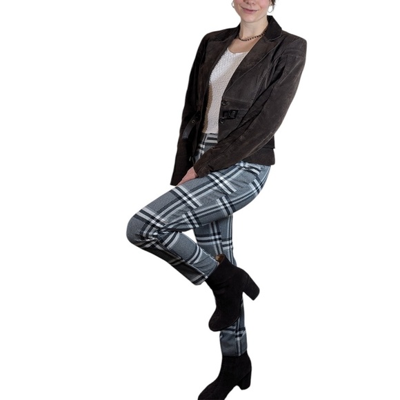 Black & White Tapered Stretch Trousers Multiple Sizes - Picture 4 of 6